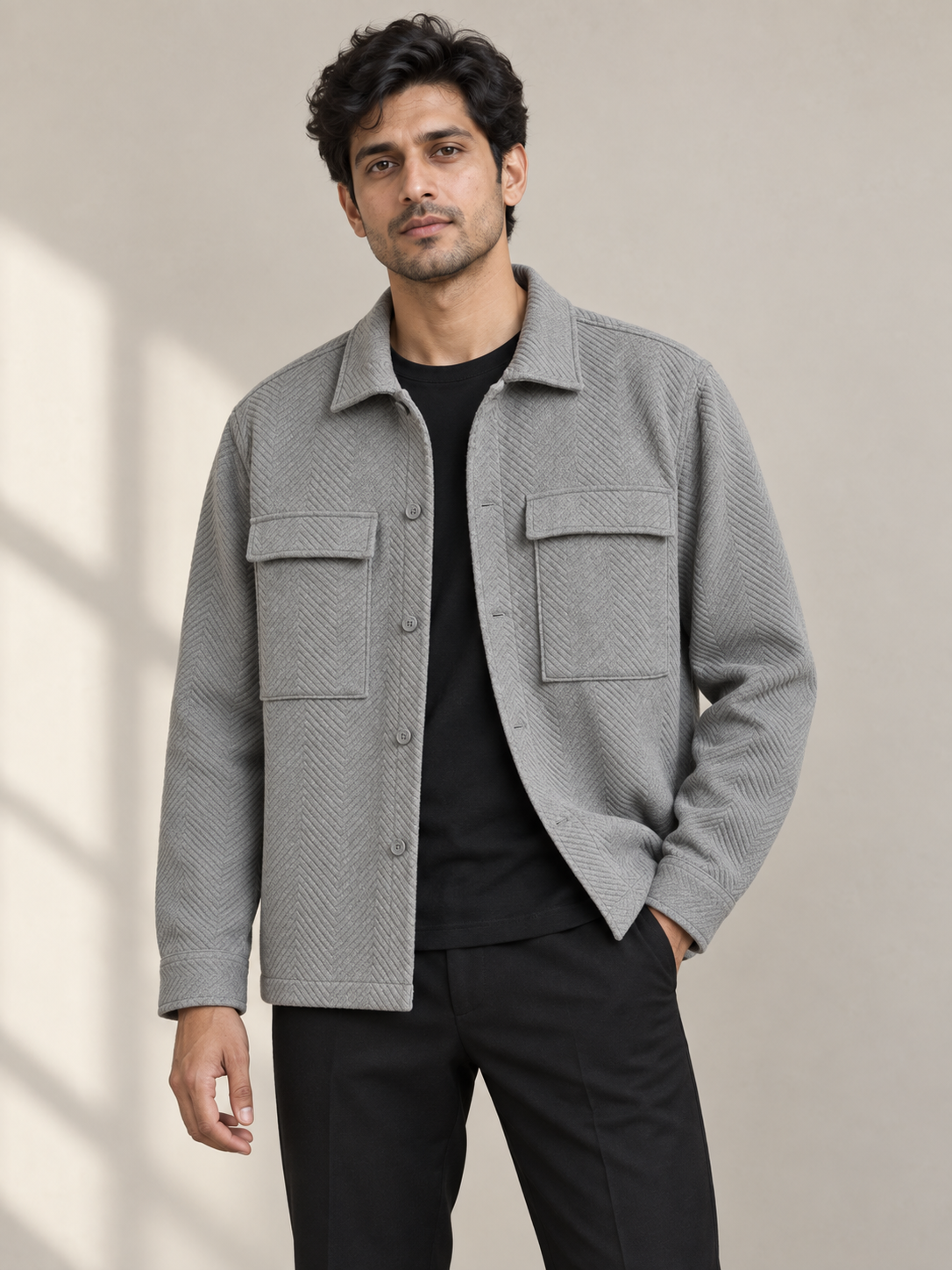 Textured Relax Fit Shacket