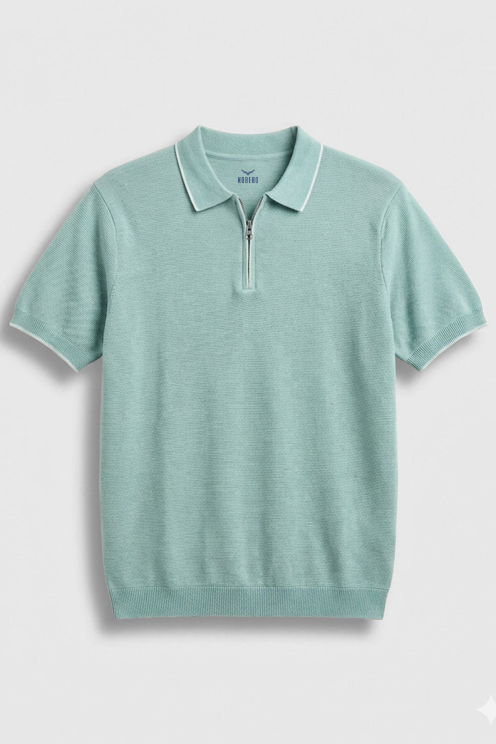 Concealed Zip Knit Polo T-Shirt