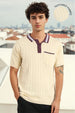 Contrast Collar Textured Polo T-Shirt