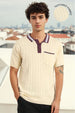 Contrast Collar Textured Polo T-Shirt