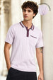 Contrast Collar Textured Polo T-Shirt