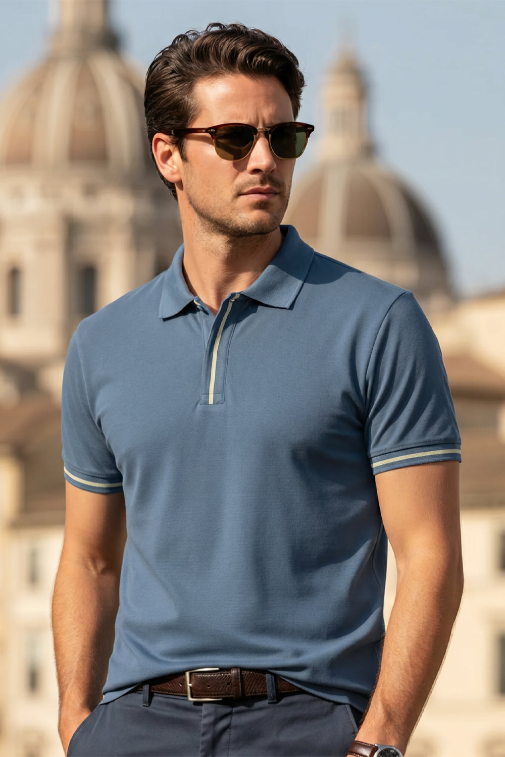 Contrast Tipped Polo T-Shirt