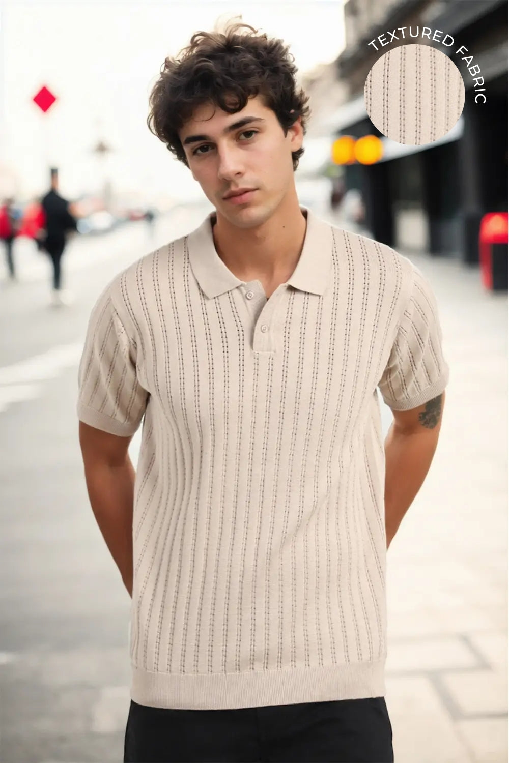 Drop Needle Textured Polo T-Shirt