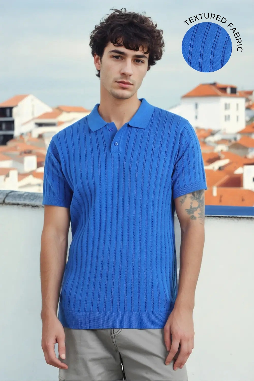 Drop Needle Textured Polo T-Shirt