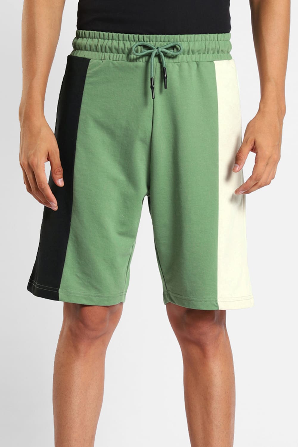 Green Colorblocked Shorts