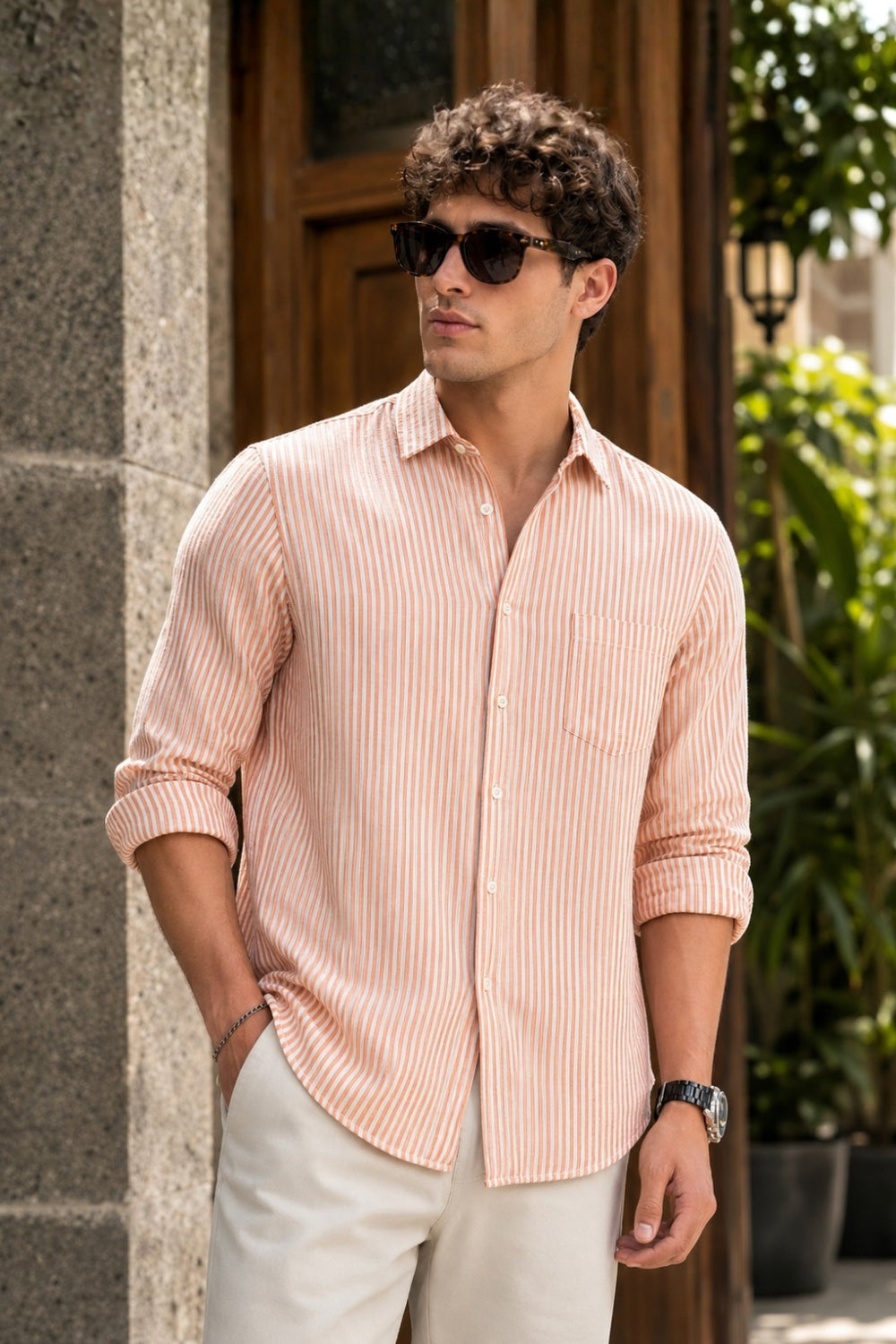 Airy Stripe Linen Cotton Blend Shirt