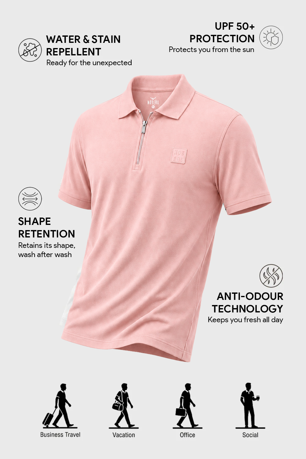 Travel Zip Polo T-Shirt