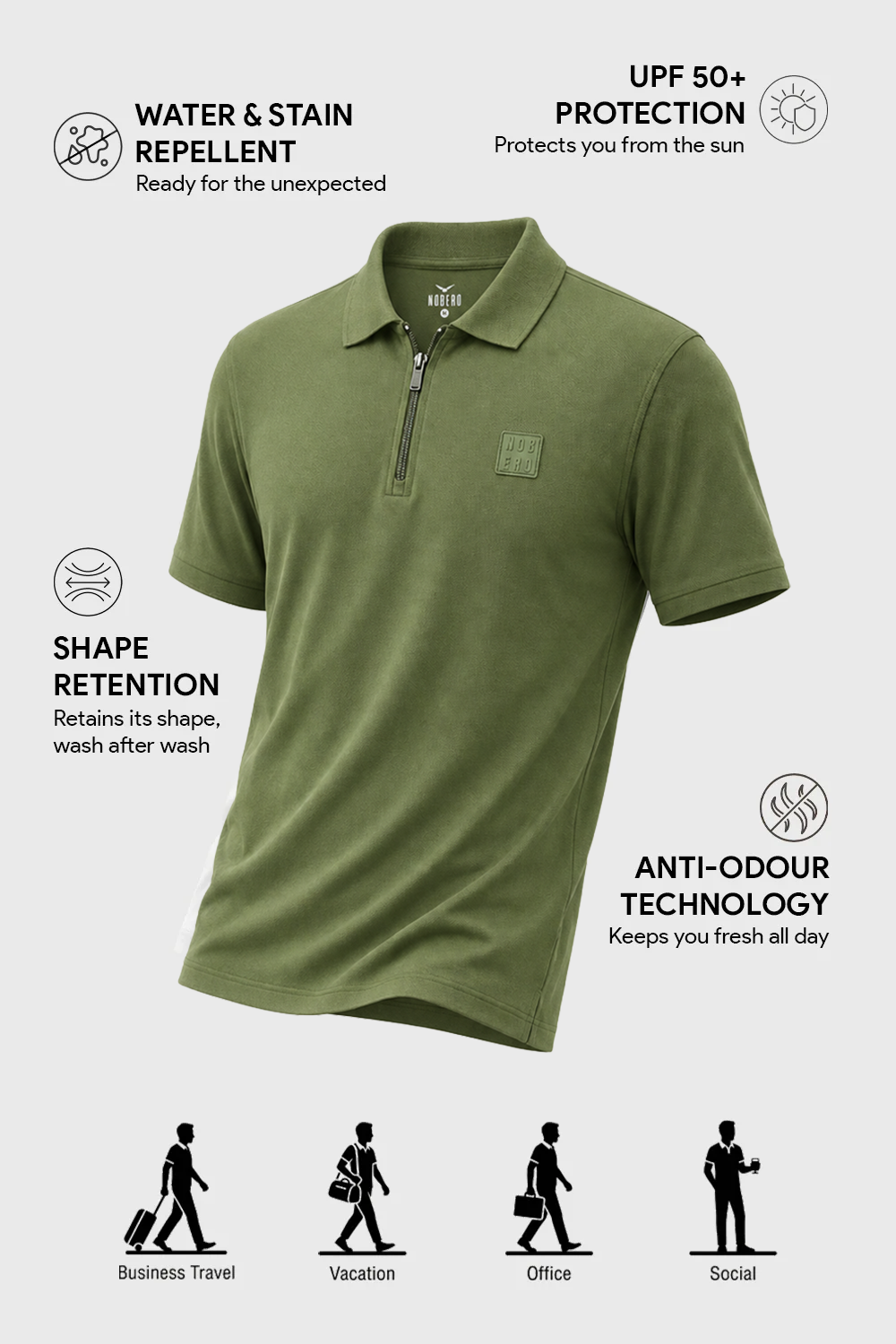 Travel Zip Polo T-Shirt