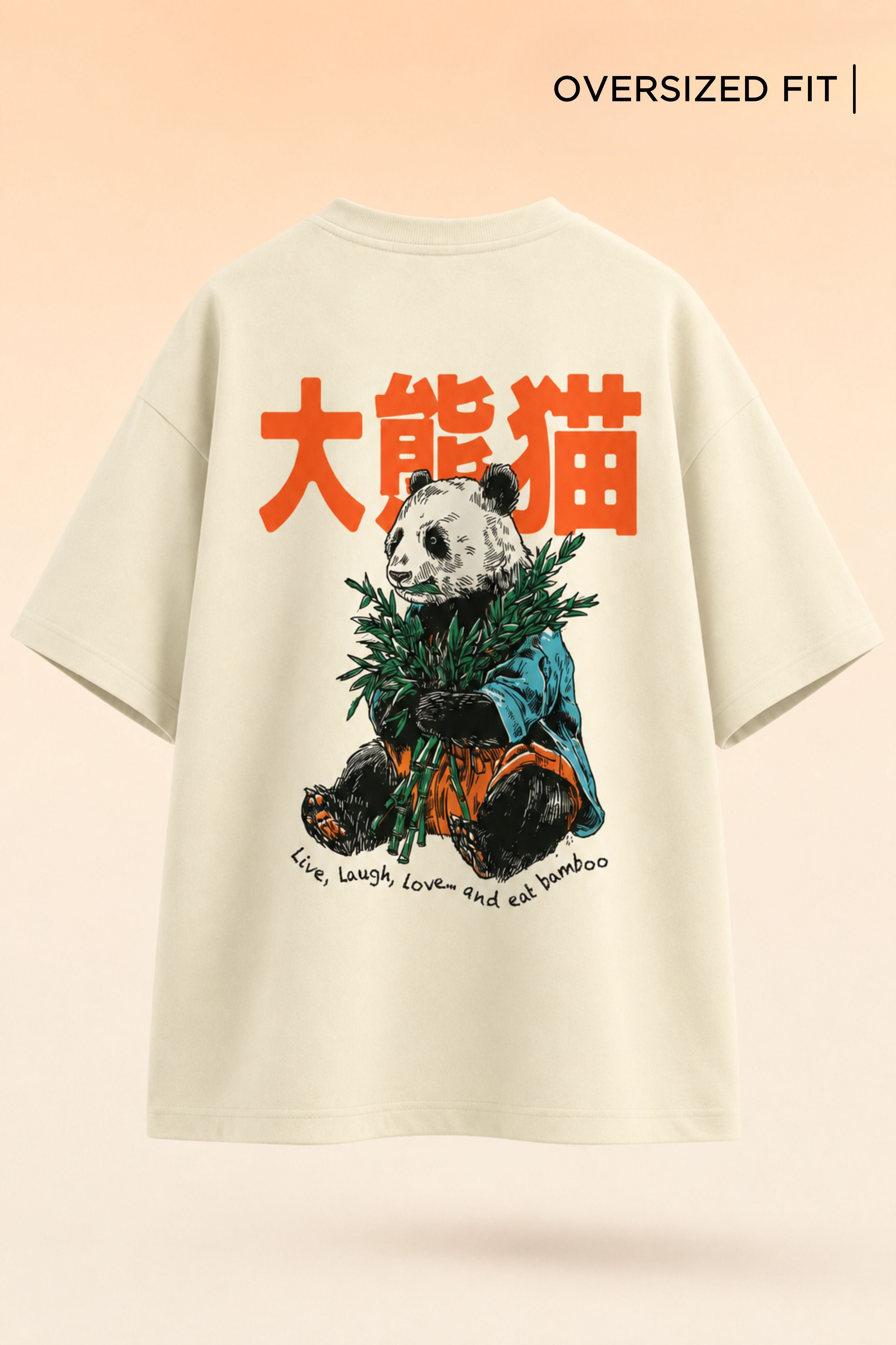 Live,Laugh,Love & Eat Bamboo Oversized T-Shirt