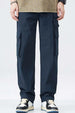 Straight Fit Navy Woven Cargo Pants