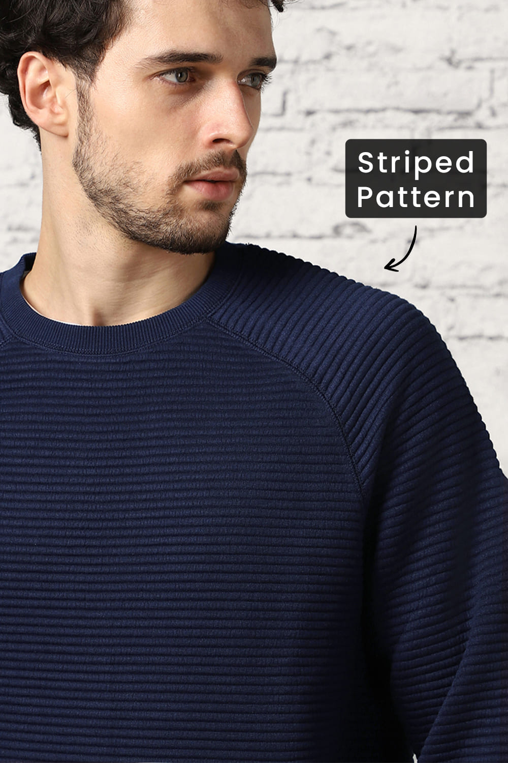 Midnight Blue Striped Quilted Sweatshirt