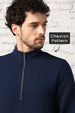 Midnight Blue Chevron  Quilted Zip-Up Sweatshirt