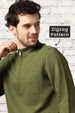 Avocado Zigzag  Quilted Zip-Up Sweatshirt