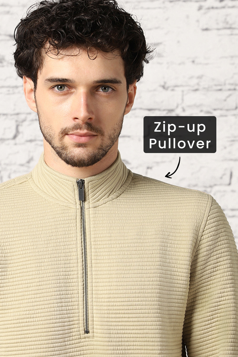 Avocado Striped Quilted Zip-Up Sweatshirt