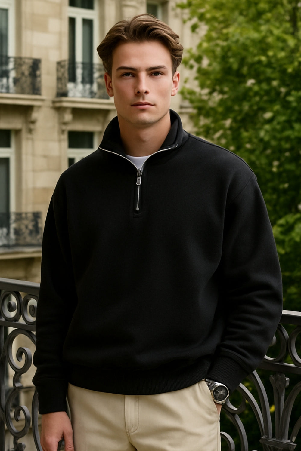 Mock Neck Men Sweatshirt