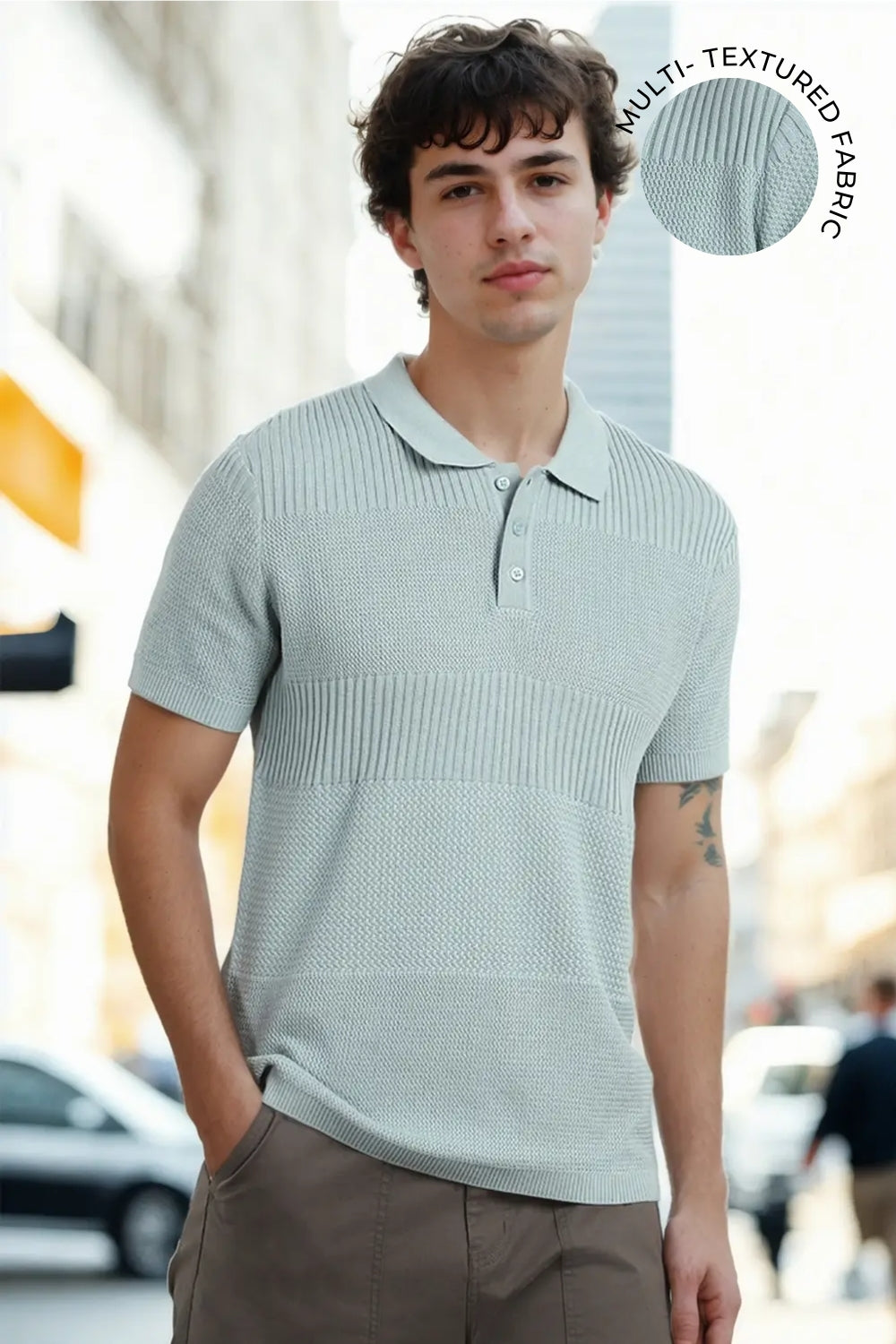 Multi Textured Polo T-Shirt