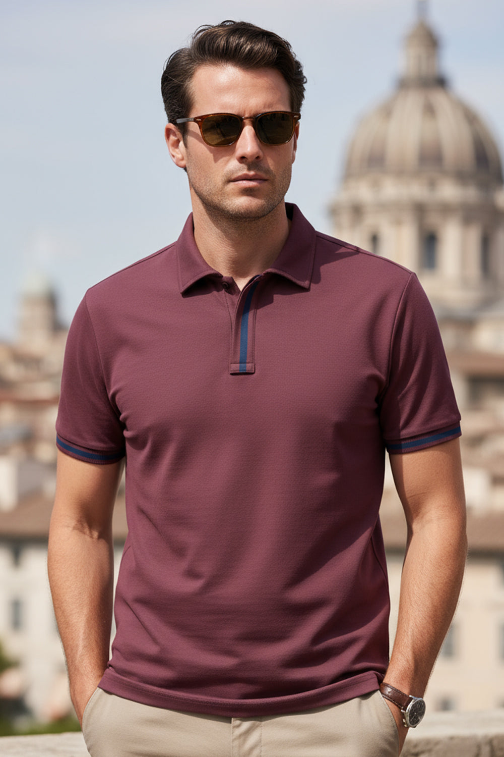 Contrast Tipped Polo T-Shirt