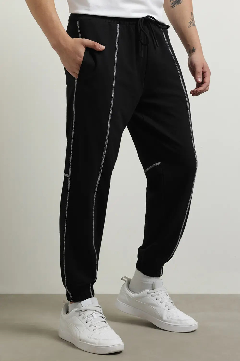 Contrast Stitched Oversized Joggers