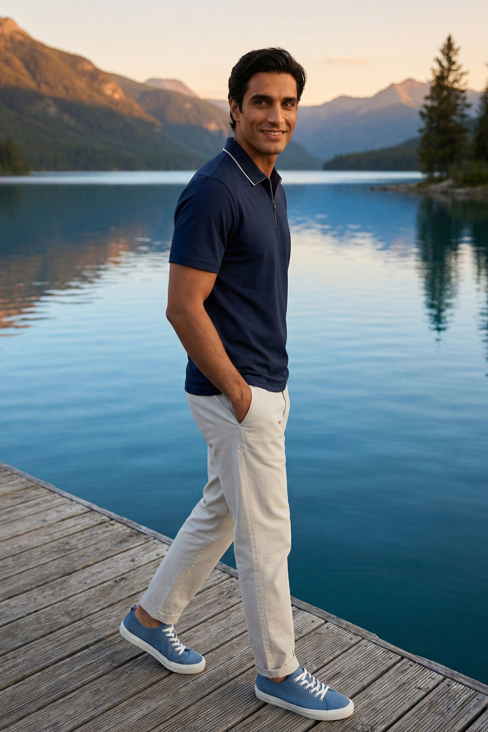 Zip Collar Polo T-Shirt