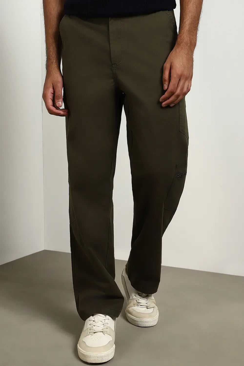 Straight Fit Zipper Woven Cargo Pants