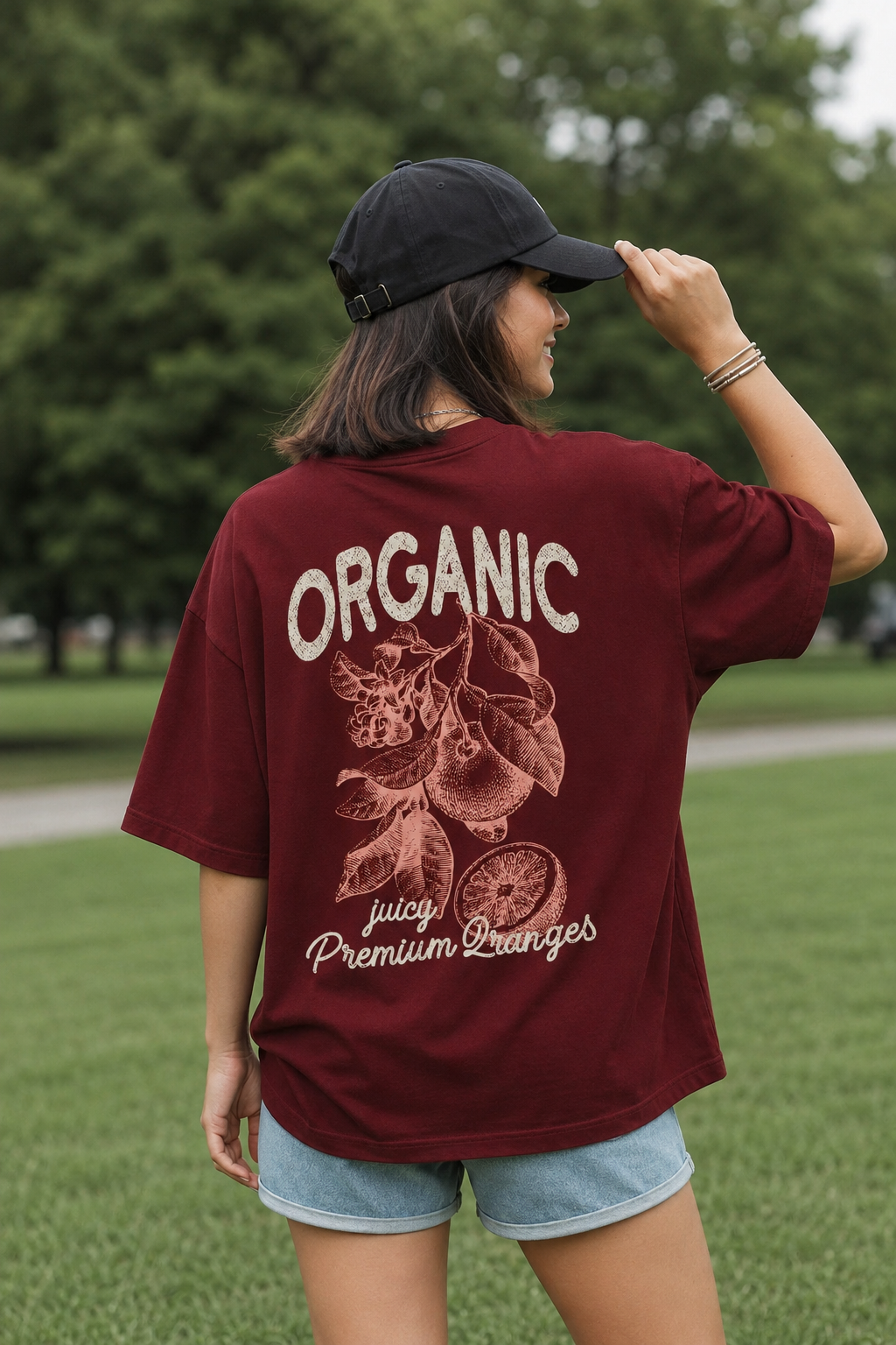Organic Juicy Oranges Oversized Fit Women Tee