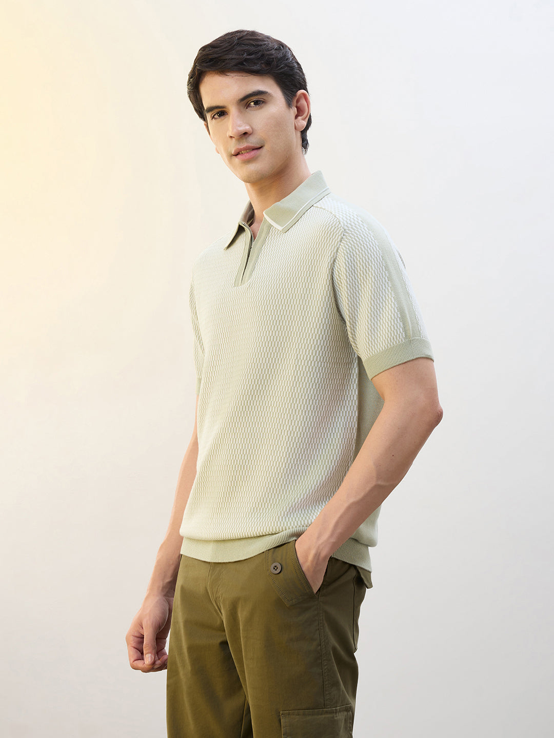 Zip Collar Knit Polo