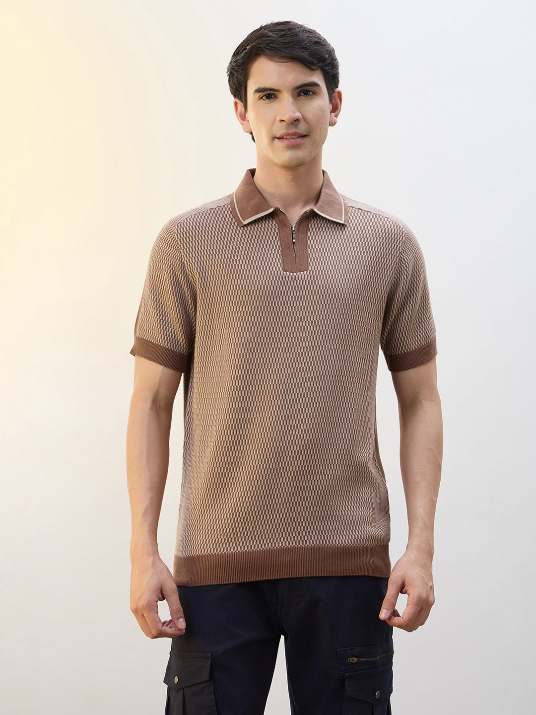 Zip Collar Knit Polo