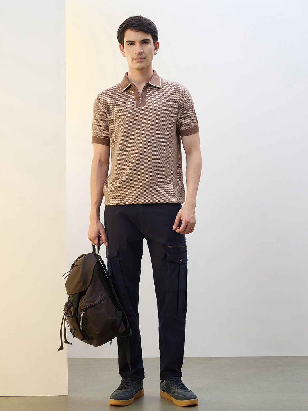 Zip Collar Knit Polo