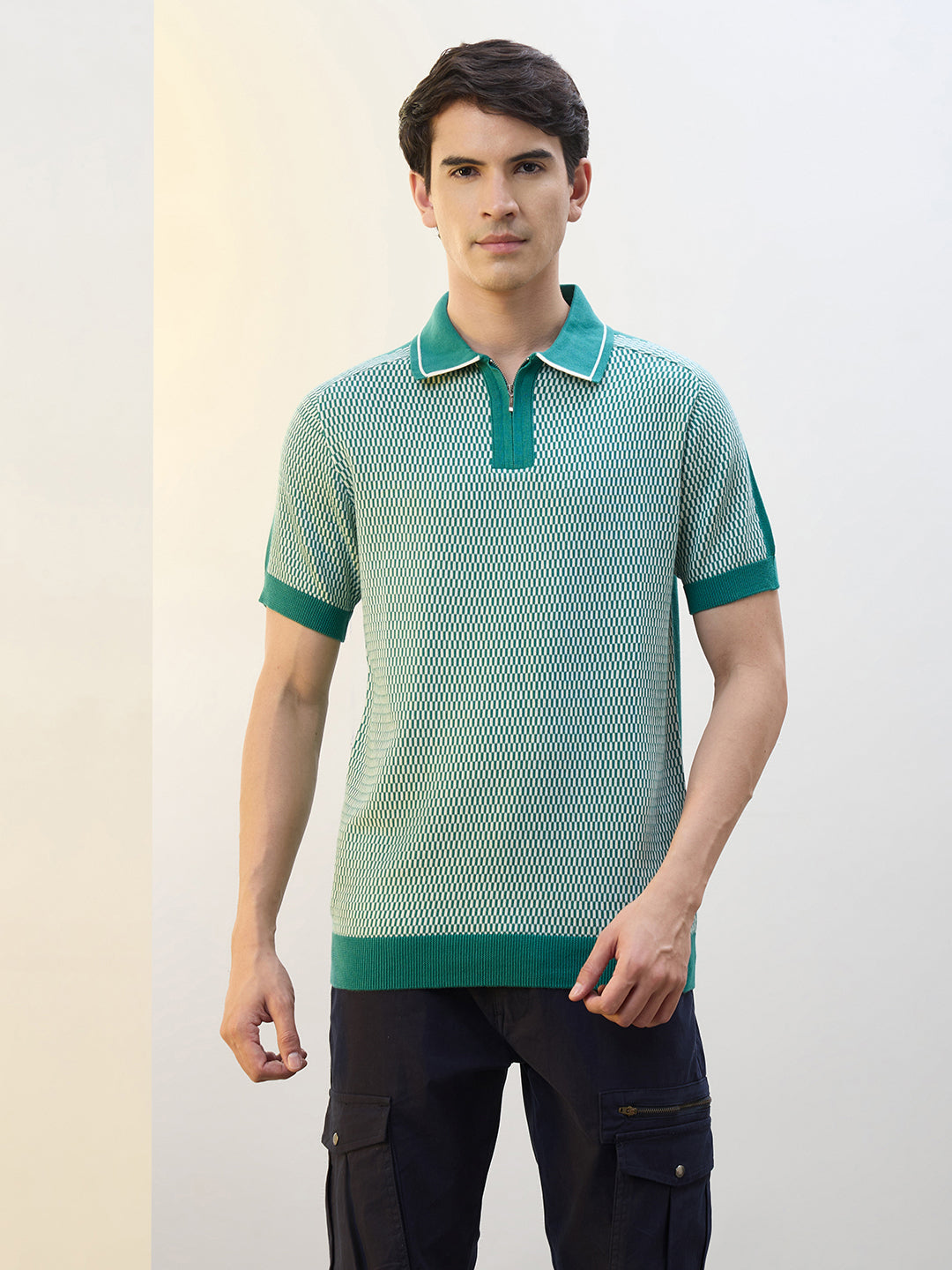Zip Collar Knit Polo