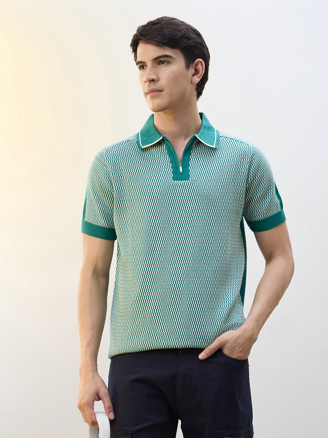 Zip Collar Knit Polo