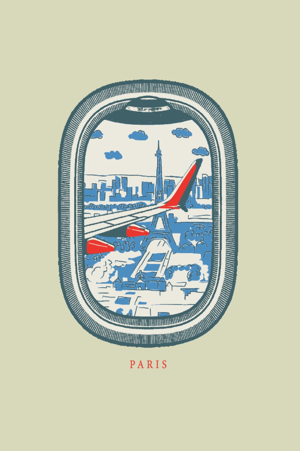 Paris With Blue Clouds Oversized T-Shirt