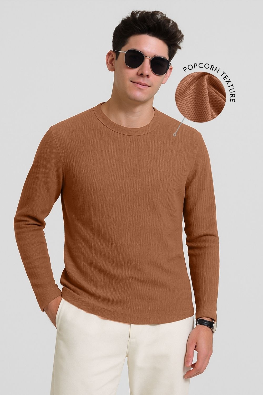 Popcorn Texture Full Sleeve T-Shirt