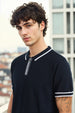 Zip-up Textured Polo Shirts