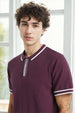 Zip-up Textured Polo Shirts