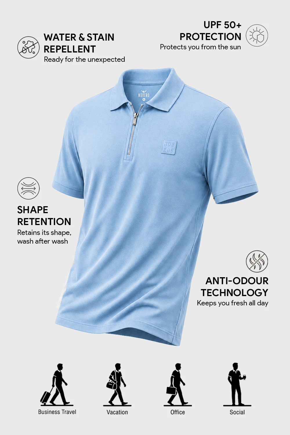 Travel Zip Polo T-Shirt