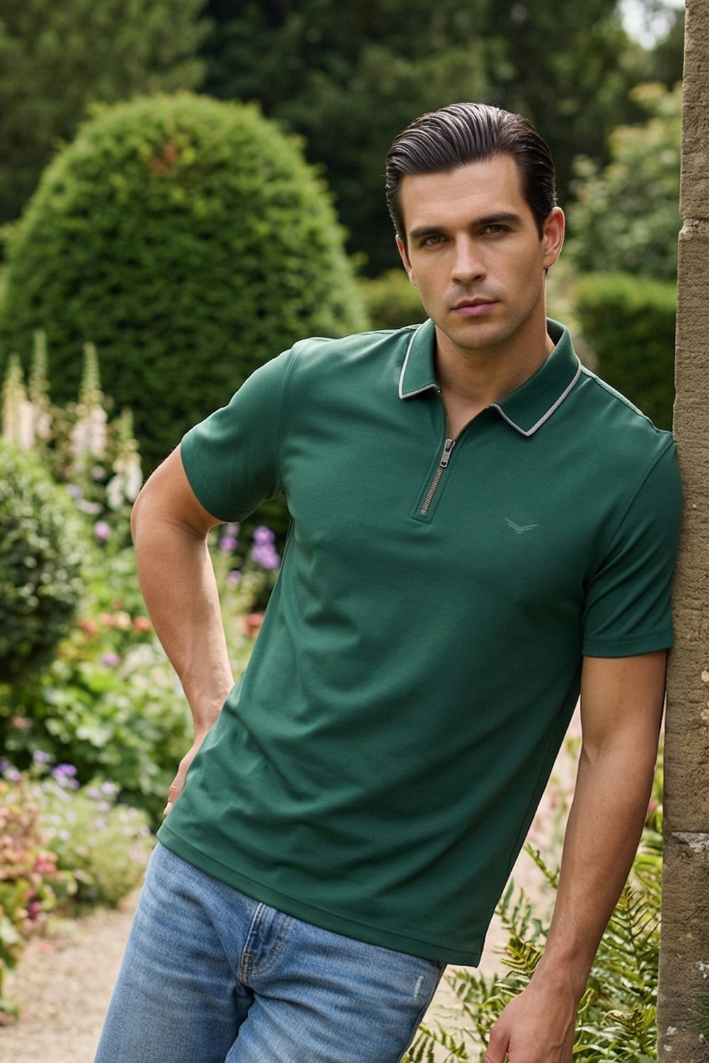 Zip Collar Polo T-Shirt