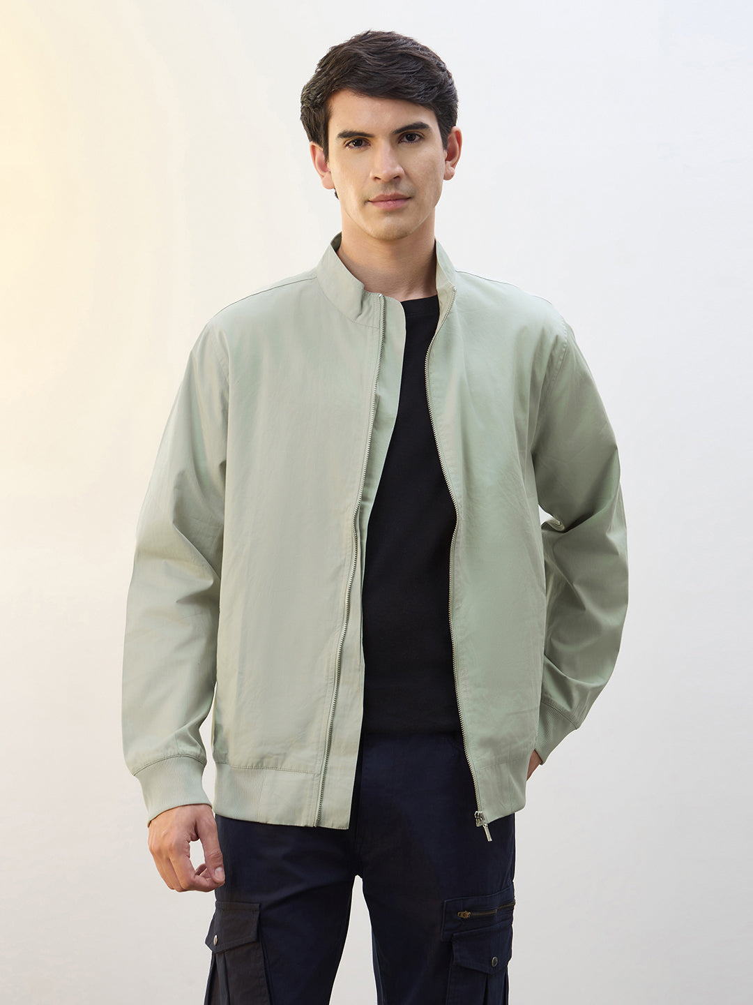 Mock Neck Bomber Jacket