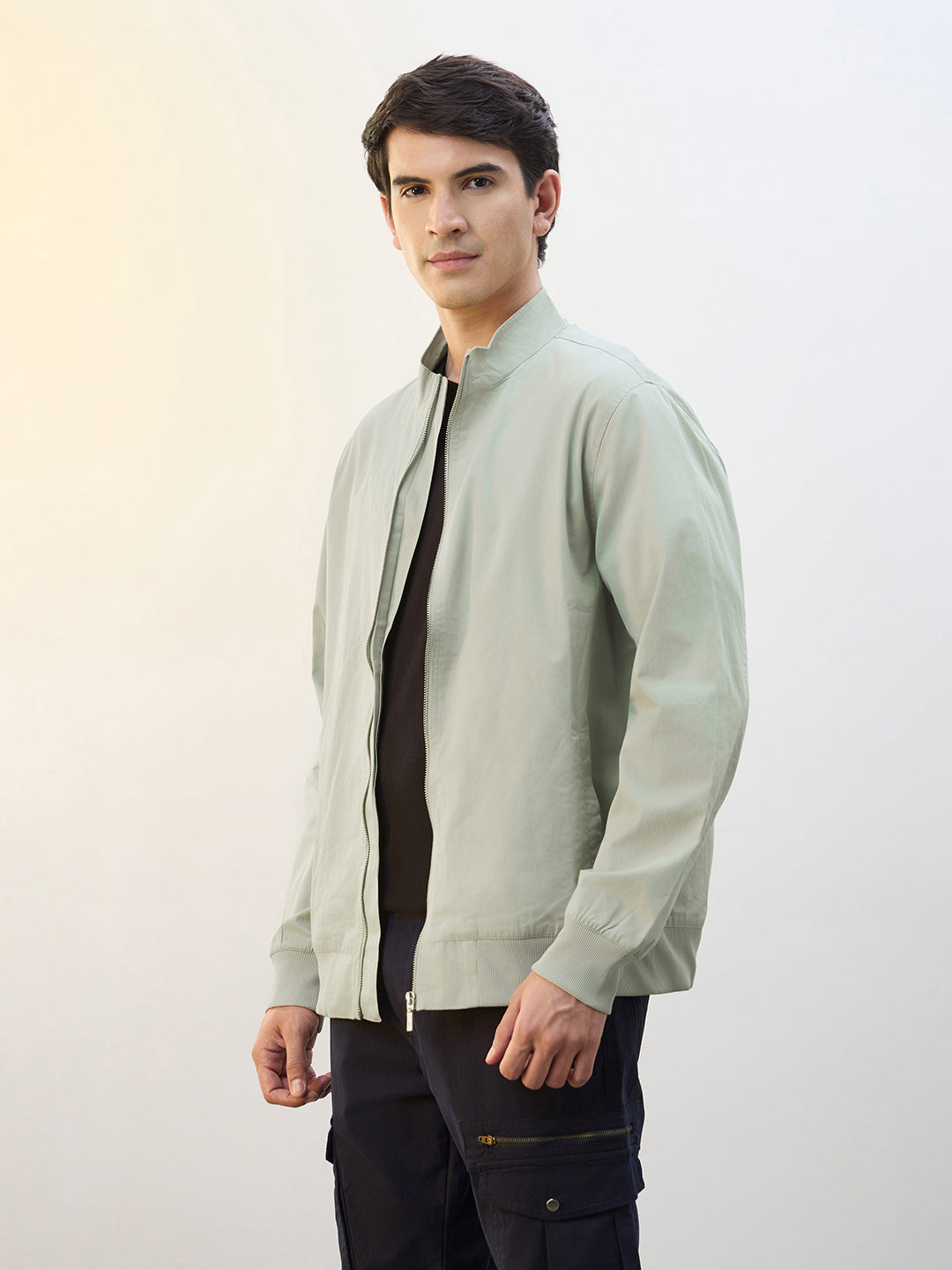 Mock Neck Bomber Jacket