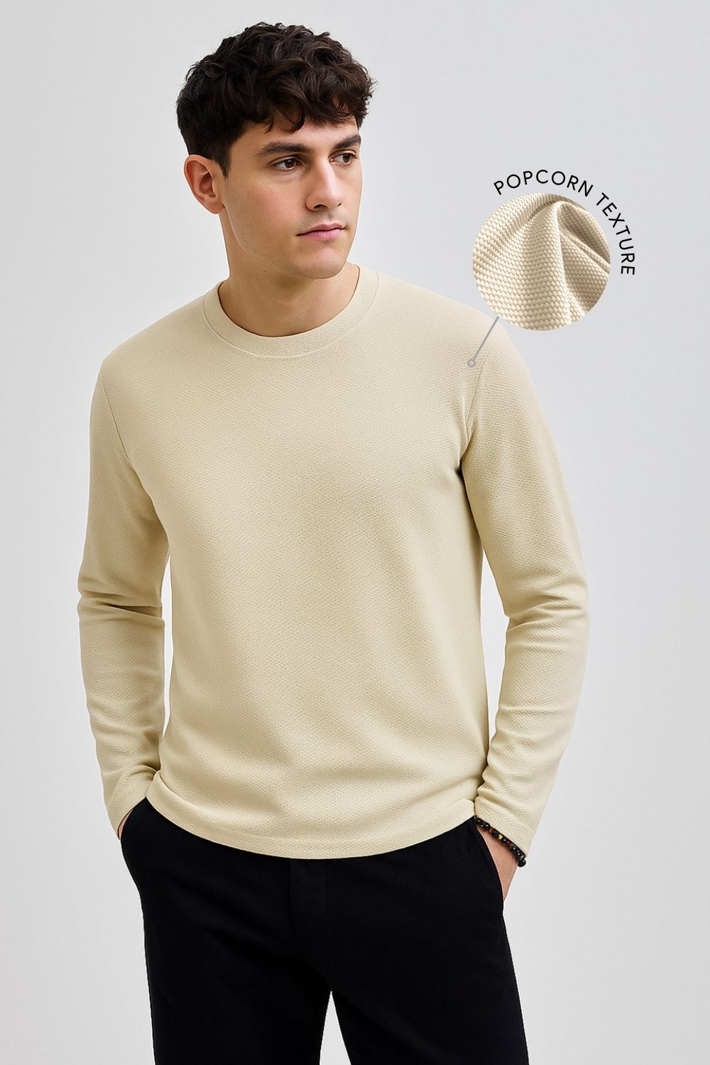 Popcorn Texture Full Sleeve T-Shirt