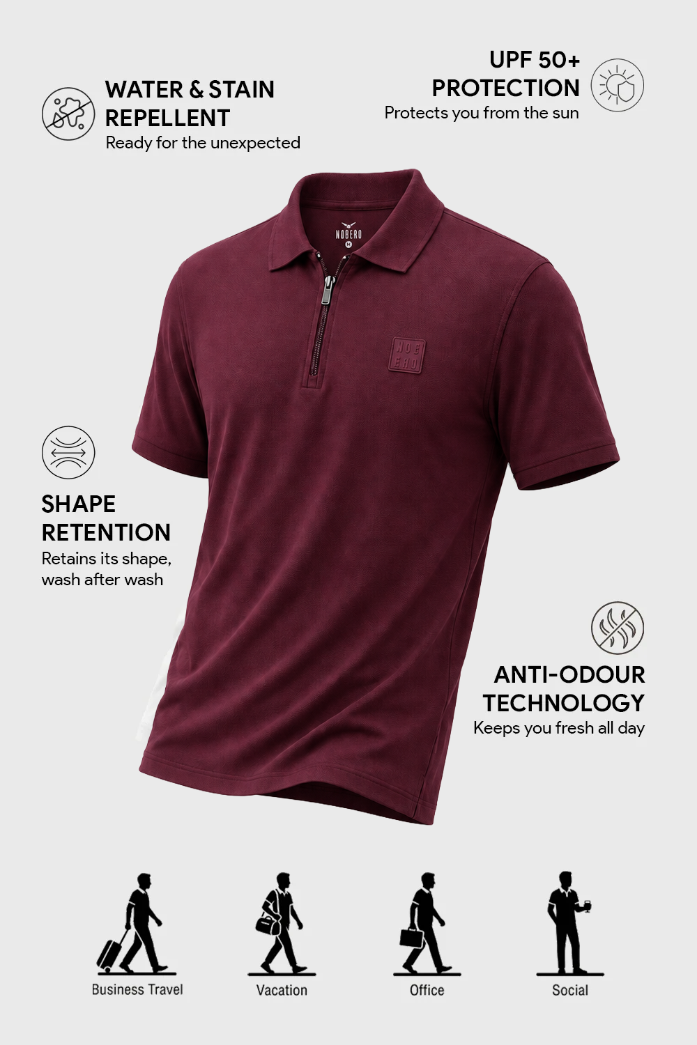 Travel Zip Polo T-Shirt