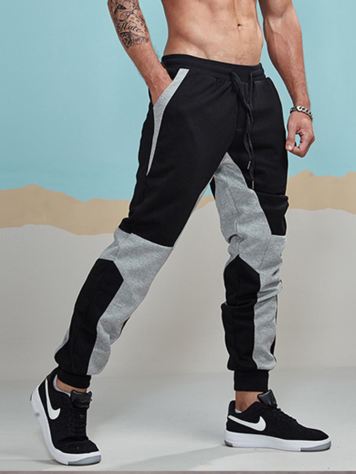  HOURVNEI Spring Autumn Baggy Sweatpants Men Sportswear Black  Jogger Pants Male Zip Pockets Track Trousers Plus Size : Clothing, Shoes &  Jewelry