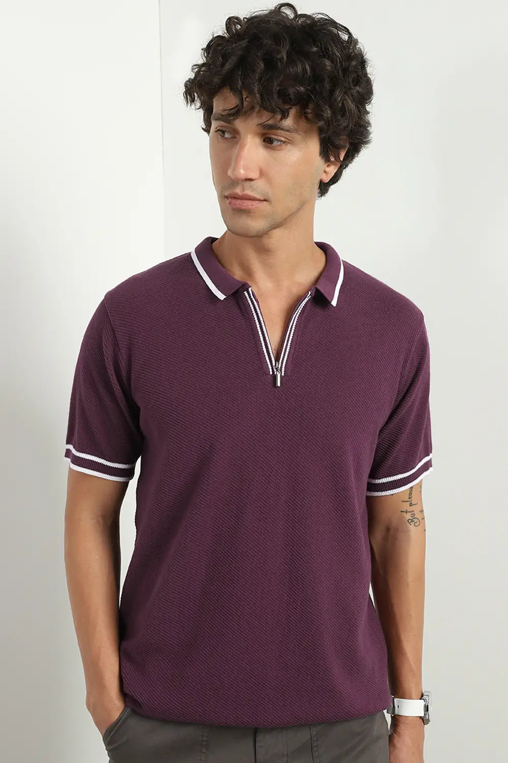 mens zipper polo