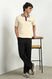 Contrast Collar Textured Polo Shirts