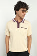 Contrast Collar Textured Polo Shirts