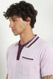 Contrast Collar Textured Polo Shirts