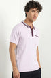 Contrast Collar Textured Polo Shirts