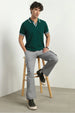 Grid Knit Textured Polo Shirts