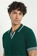 Grid Knit Textured Polo Shirts