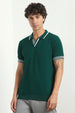 Grid Knit Textured Polo Shirts