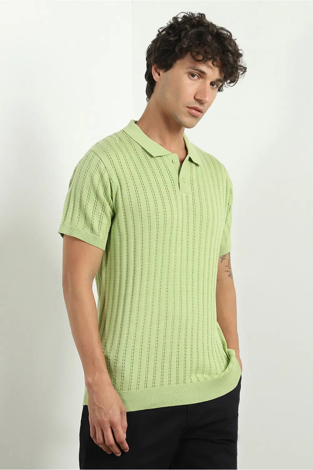 Drop Needle Textured Polo Shirts